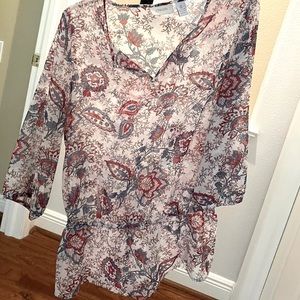 Sheer batik tunic blouse